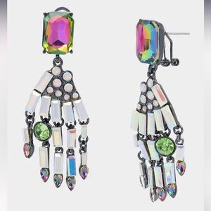 BETSEY JOHNSON GHOUL FRIENDS SKELETON HAND DROP EARRINGS MULTI